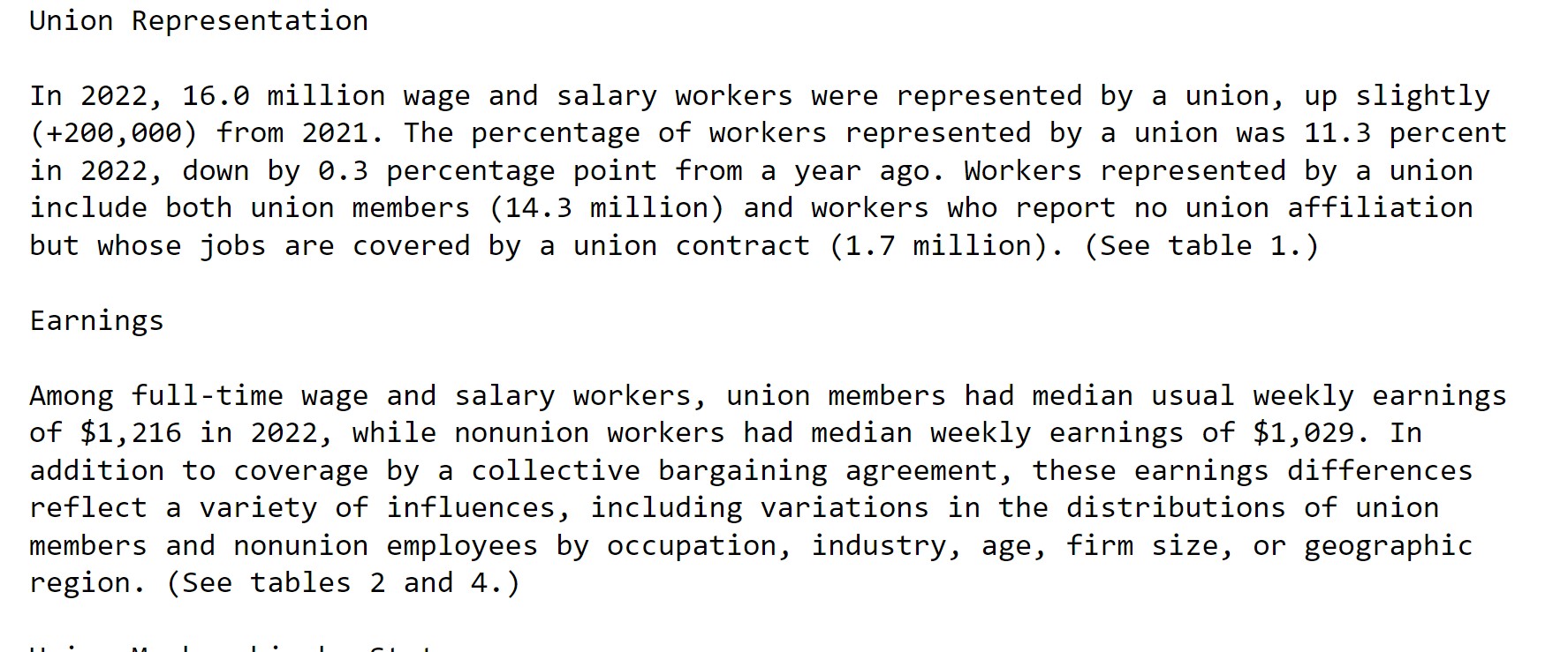 Union Rep. Wage and Salary 2022 Report