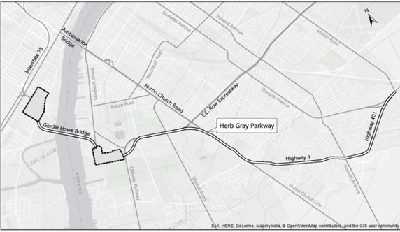 Map Gordie Howe Bridge