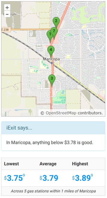 Casoline Prices within the City of Maricopa, AZ